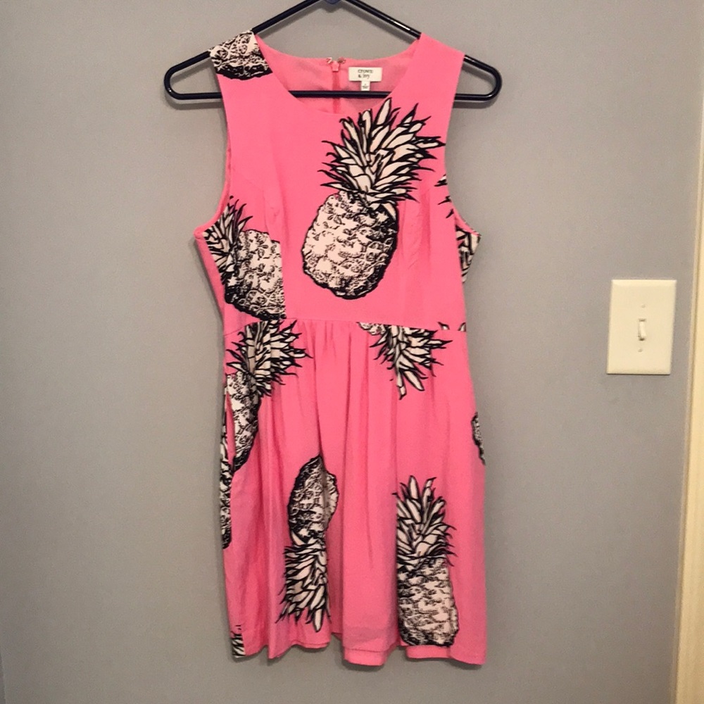 Crown & Ivy Navy & Pink Pineapple Sleeveless Dres